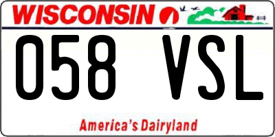 WI license plate 058VSL