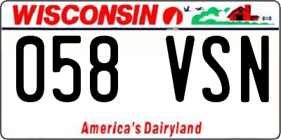 WI license plate 058VSN