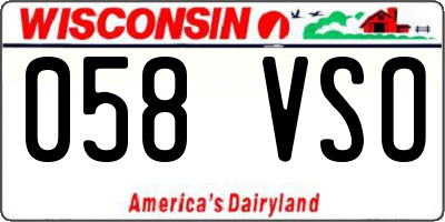 WI license plate 058VSO