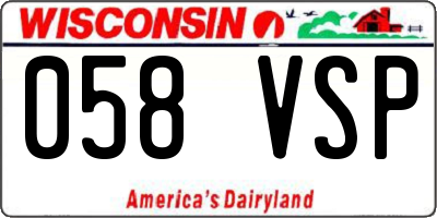 WI license plate 058VSP