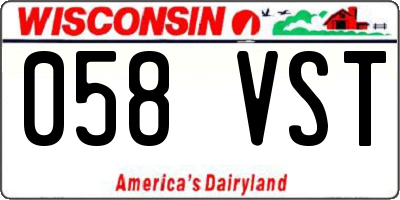 WI license plate 058VST