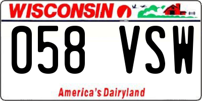 WI license plate 058VSW