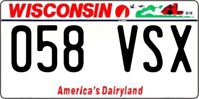 WI license plate 058VSX