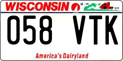 WI license plate 058VTK