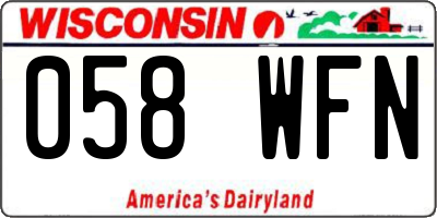 WI license plate 058WFN