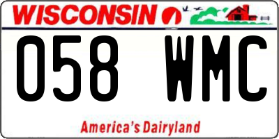 WI license plate 058WMC