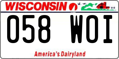 WI license plate 058WOI