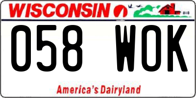 WI license plate 058WOK