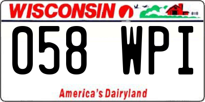 WI license plate 058WPI