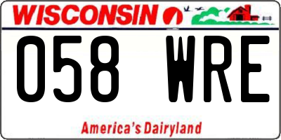 WI license plate 058WRE