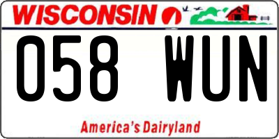 WI license plate 058WUN