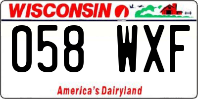 WI license plate 058WXF