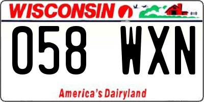 WI license plate 058WXN
