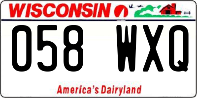WI license plate 058WXQ