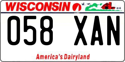 WI license plate 058XAN