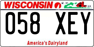 WI license plate 058XEY