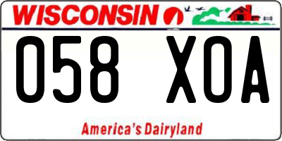 WI license plate 058XOA