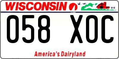 WI license plate 058XOC