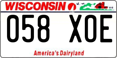 WI license plate 058XOE