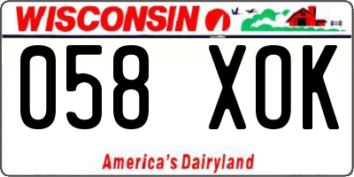 WI license plate 058XOK