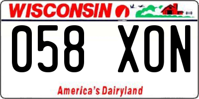 WI license plate 058XON