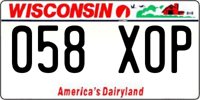 WI license plate 058XOP
