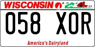WI license plate 058XOR