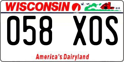 WI license plate 058XOS