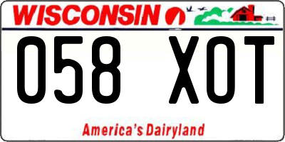 WI license plate 058XOT