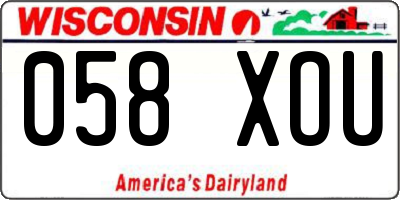 WI license plate 058XOU