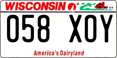 WI license plate 058XOY