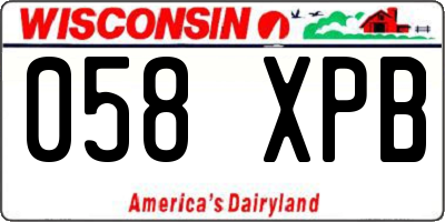 WI license plate 058XPB