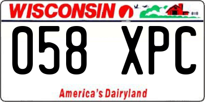 WI license plate 058XPC