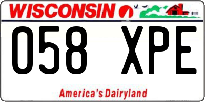 WI license plate 058XPE
