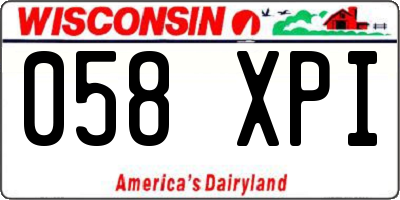 WI license plate 058XPI