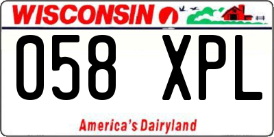 WI license plate 058XPL