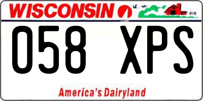 WI license plate 058XPS