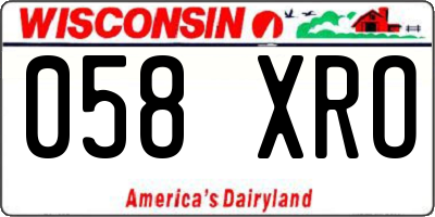 WI license plate 058XRO