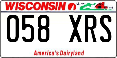 WI license plate 058XRS