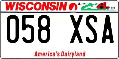 WI license plate 058XSA