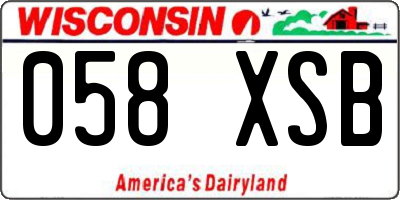 WI license plate 058XSB