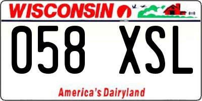 WI license plate 058XSL