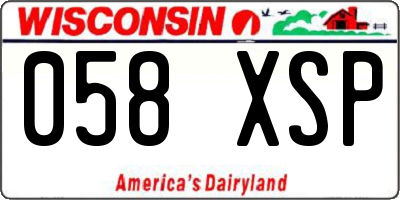 WI license plate 058XSP