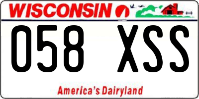 WI license plate 058XSS