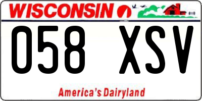 WI license plate 058XSV