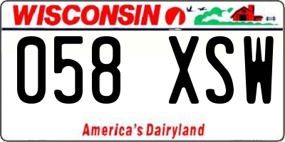 WI license plate 058XSW