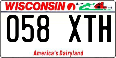 WI license plate 058XTH