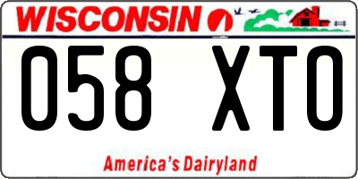 WI license plate 058XTO