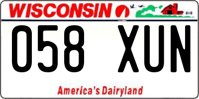 WI license plate 058XUN