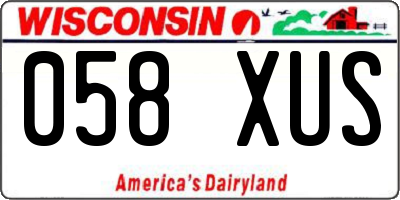 WI license plate 058XUS